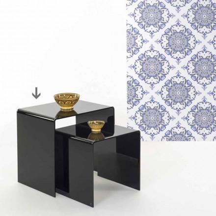 Tavolino nero design moderno 50x50cm Terry Big, made in Italy Viadurini