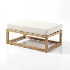 Tavolino o Pouf da Esterno in Teak Naturale e Cuscini - Circe Viadurini