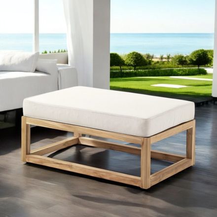 Tavolino o Pouf da Esterno in Teak Naturale e Cuscini - Circe Viadurini