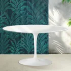 Tavolino Ovale Tulip Saarinen H 41 cm in Ceramica Florim Bianco Lucido - Scarlet Viadurini