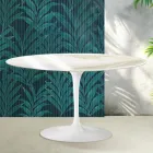 Tavolino Ovale Tulip Saarinen H 41 cm in Ceramica Florim Calacatta Gold Lucido - Scarlet Viadurini