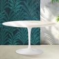 Tavolino Ovale Tulip Saarinen H 41 cm in Ceramica Florim Calacatta Gold Lucido - Scarlet