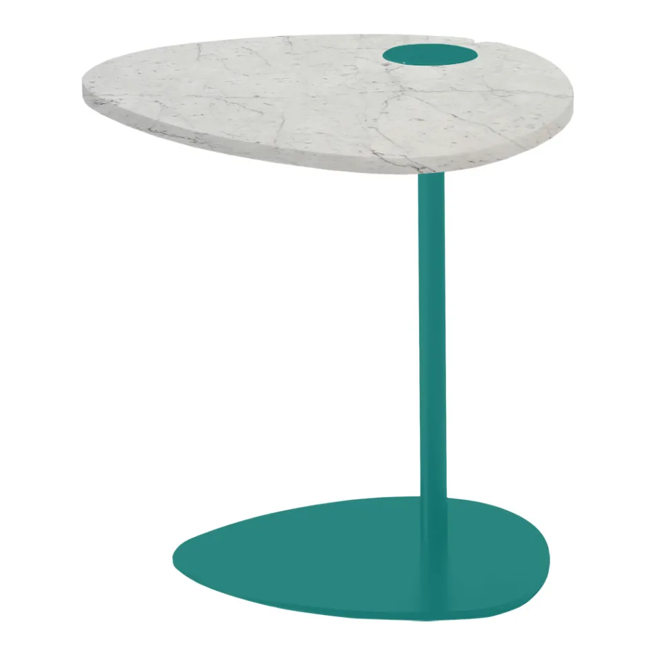 Tavolino per Salotto in Metallo e Marmo di Marquinia, Design di Lusso - Yassine Viadurini