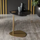 Tavolino per Salotto in Metallo e Marmo di Marquinia, Design di Lusso - Yassine Viadurini