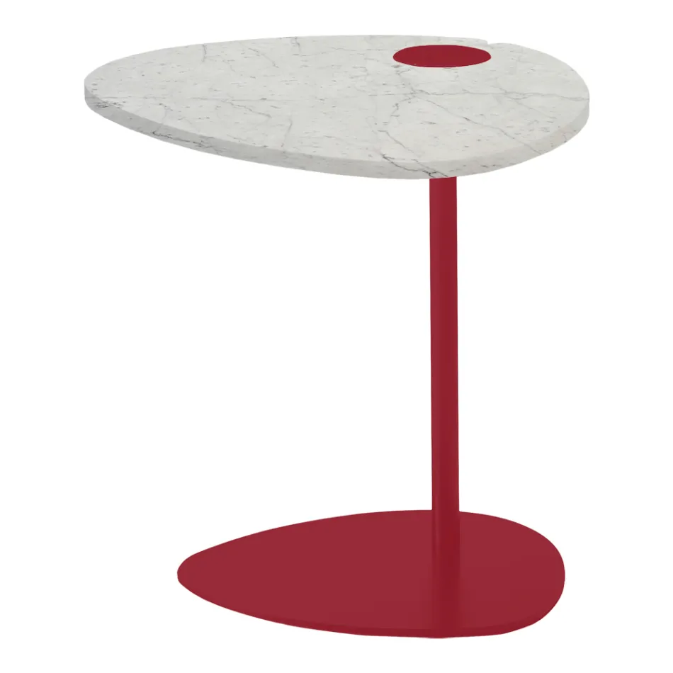 Tavolino per Salotto in Metallo e Marmo di Marquinia, Design di Lusso - Yassine Viadurini