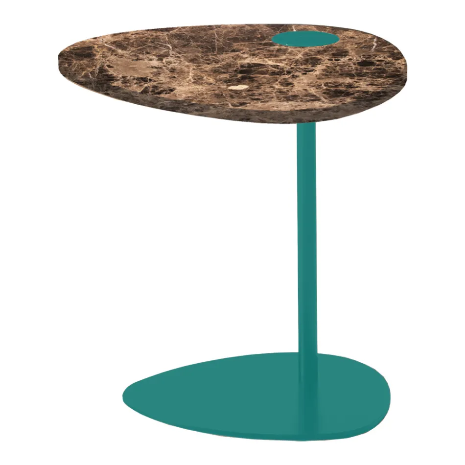Tavolino per Salotto in Metallo e Marmo di Marquinia, Design di Lusso - Yassine Viadurini