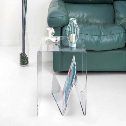 Tavolino / porta riviste design moderno, in plexiglass Cavour Viadurini