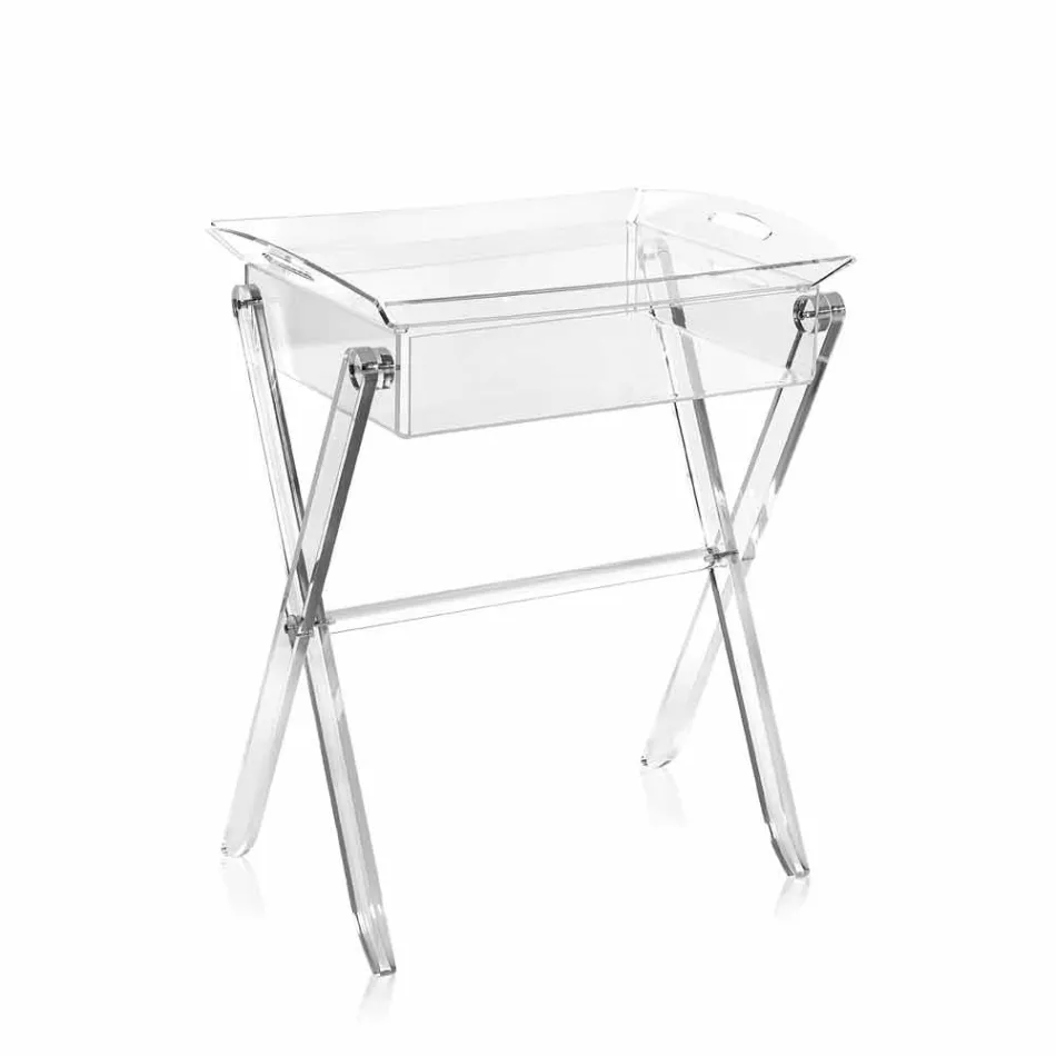Tavolino portavivande trasparente di design Olivia made in Italy Viadurini