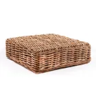 Tavolino-Pouf da Giardino in Rattan Naturale con Cuscino Incluso – Keira Viadurini