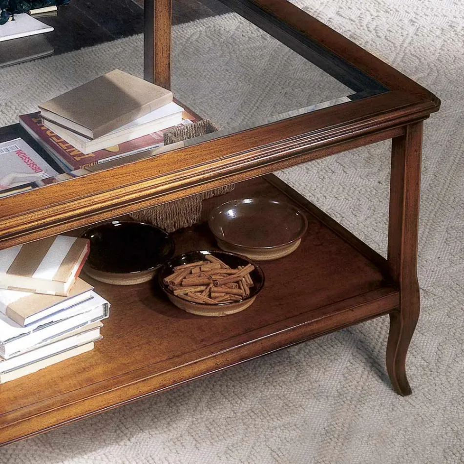 Tavolino Quadrato da Salotto con Piano in Vetro Made in Italy - Tepeyoti Viadurini
