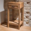 Tavolino Realizzato in Legno Teak Massello con 1 Cassetto - Acrilico