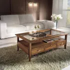 Tavolino Rettangolare con 4 Cassetti e 2 Tiretti in Legno Made in Italy - Ade Viadurini