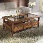 Tavolino Rettangolare con 4 Cassetti e 2 Tiretti in Legno Made in Italy - Ade Viadurini