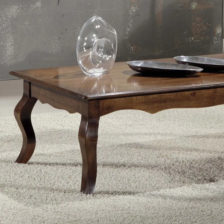Tavolino Rettangolare da Soggiorno in Legno Noce Patinato Made in Italy - Afrodite Viadurini