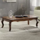 Tavolino Rettangolare da Soggiorno in Legno Noce Patinato Made in Italy - Afrodite Viadurini