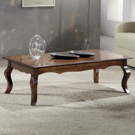 Tavolino Rettangolare da Soggiorno in Legno Noce Patinato Made in Italy - Afrodite Viadurini