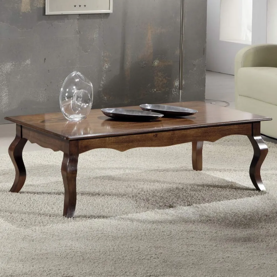 Tavolino Rettangolare da Soggiorno in Legno Noce Patinato Made in Italy - Afrodite Viadurini