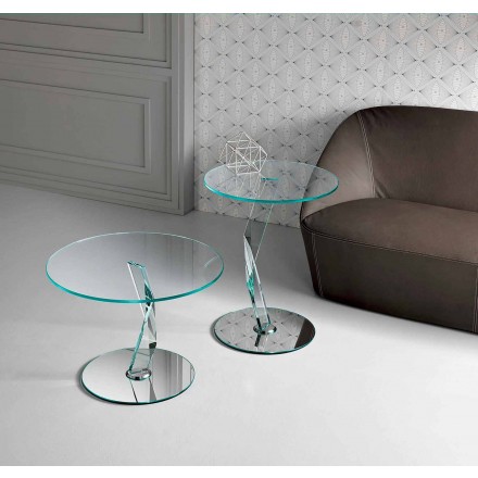 Tavolino Rotondo da Salotto di Design in Vetro Extrachiaro Made in Italy – Akka Viadurini