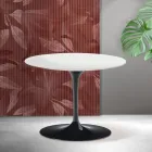 Tavolino Rotondo Tulip Saarinen H 41 cm in Ceramica Florim Bianca Opaca - Scarlet Viadurini
