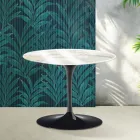 Tavolino Rotondo Tulip Saarinen H 41 cm in Ceramica Florim Calacatta Gold Lucido - Scarlet Viadurini