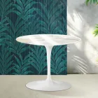 Tavolino Rotondo Tulip Saarinen H 41 cm in Ceramica Florim Calacatta Gold Lucido - Scarlet Viadurini