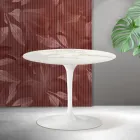 Tavolino Rotondo Tulip Saarinen H 41 cm in Ceramica Florim Calacatta Gold Opaco - Scarlet Viadurini