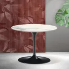 Tavolino Rotondo Tulip Saarinen H 41 cm in Ceramica Florim Statuario Opaco - Scarlet Viadurini