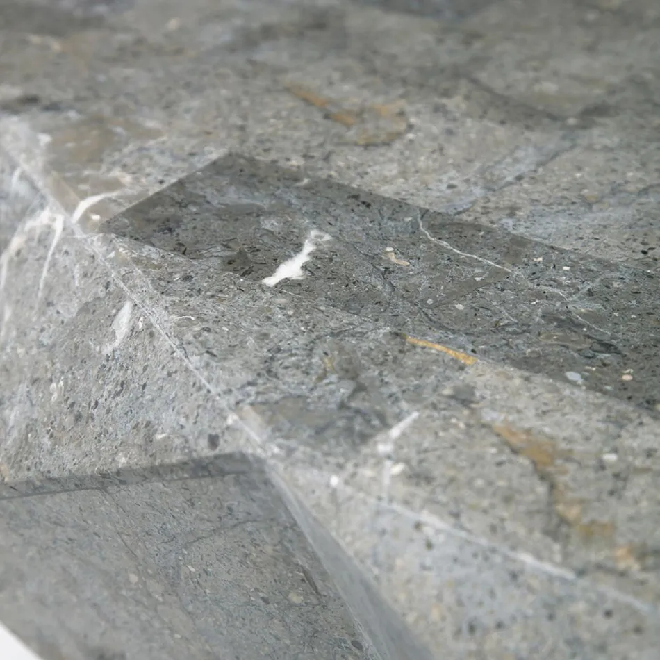 Tavolino Sagomato da Interno in Pietra Fossile Diverse Finiture - Cuffie Viadurini