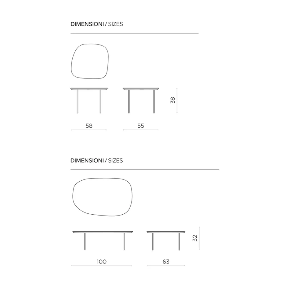 Tavolino Sagomato in Mdf Disponibile in Due Misure e Più Colori - Navis Viadurini