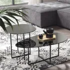 Tavolino Salotto con Piano in Vetro Effetto Specchio Made in Italy - Sedona Viadurini