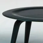Tavolino Salotto in Frassino Tinto Nero con Piano Tondo Made in Italy - Cariddi Viadurini