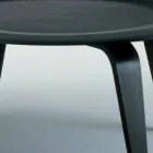 Tavolino Salotto in Frassino Tinto Nero con Piano Tondo Made in Italy - Cariddi Viadurini