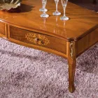 Tavolino Salotto in Legno Intarsiato con 2 Cassetti Made in Italy - Katerine Viadurini