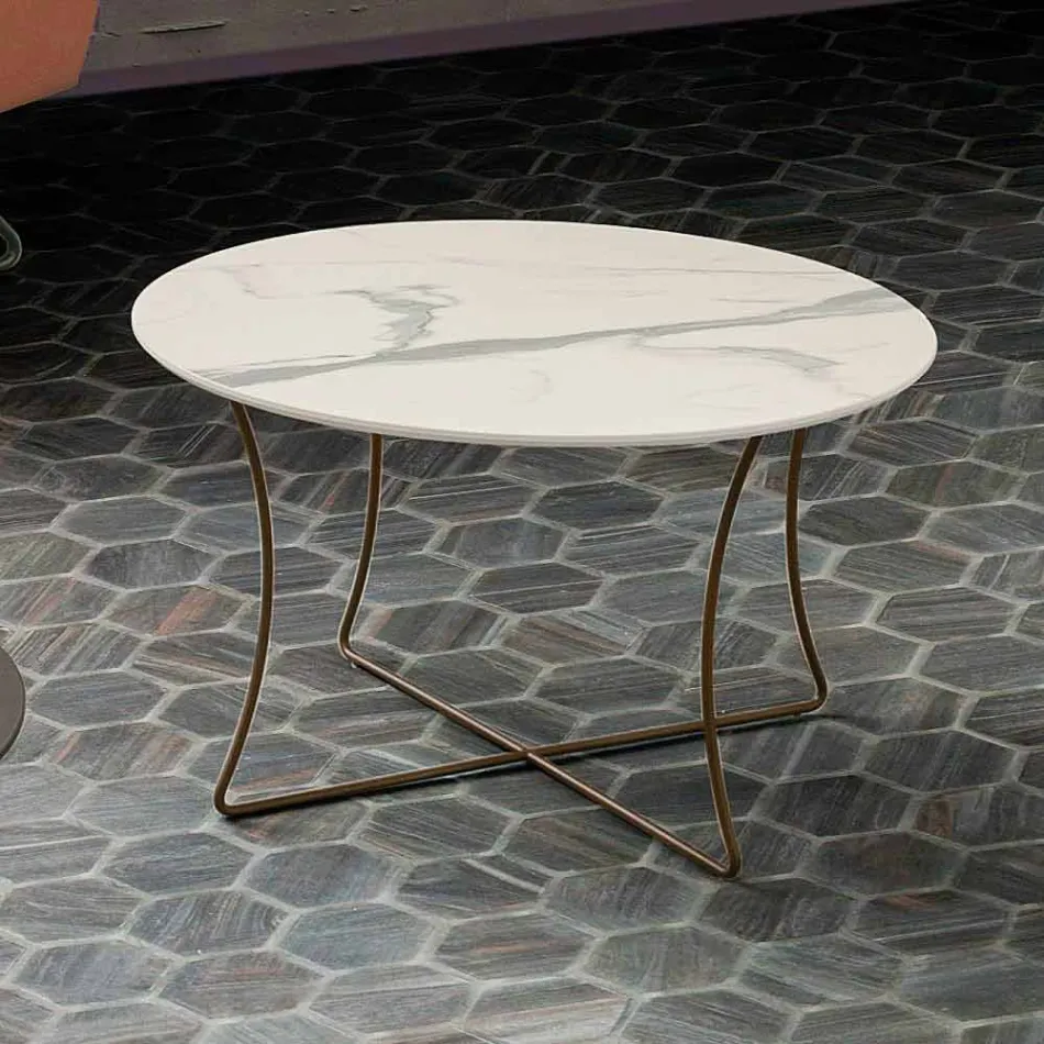 Tavolino Salotto in Metallo Verniciato con Piano in Hpl Made in Italy - Numbo Viadurini