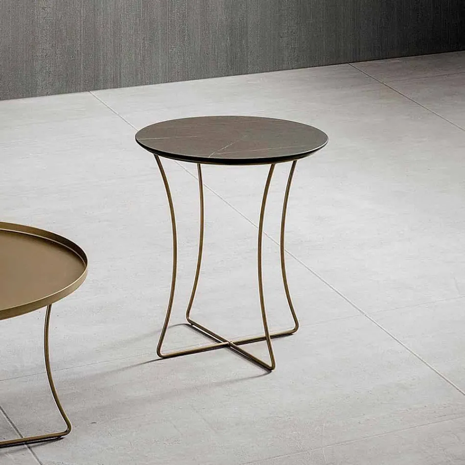 Tavolino Salotto in Metallo Verniciato con Piano in Hpl Made in Italy - Numbo Viadurini