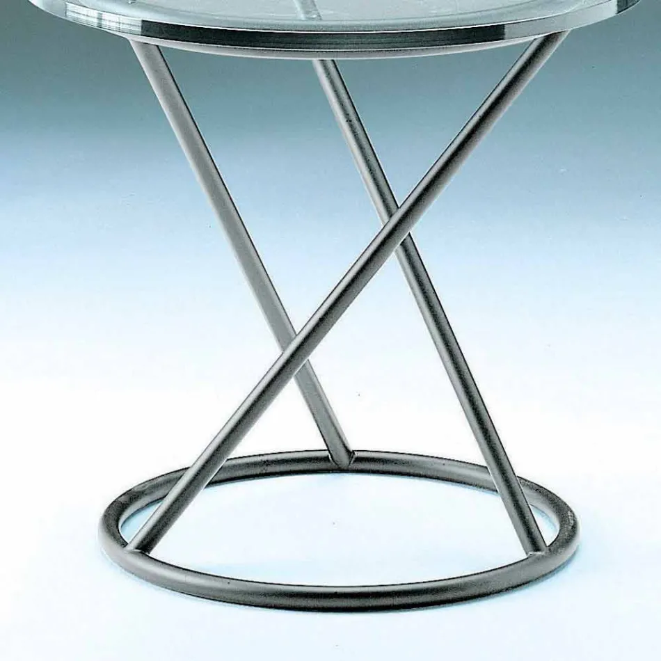 Tavolino Salotto in Vetro Temperato con Base in Acciaio Made in Italy - Pegaso Viadurini