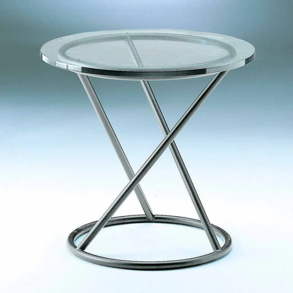 Tavolino Salotto in Vetro Temperato con Base in Acciaio Made in Italy - Pegaso Viadurini