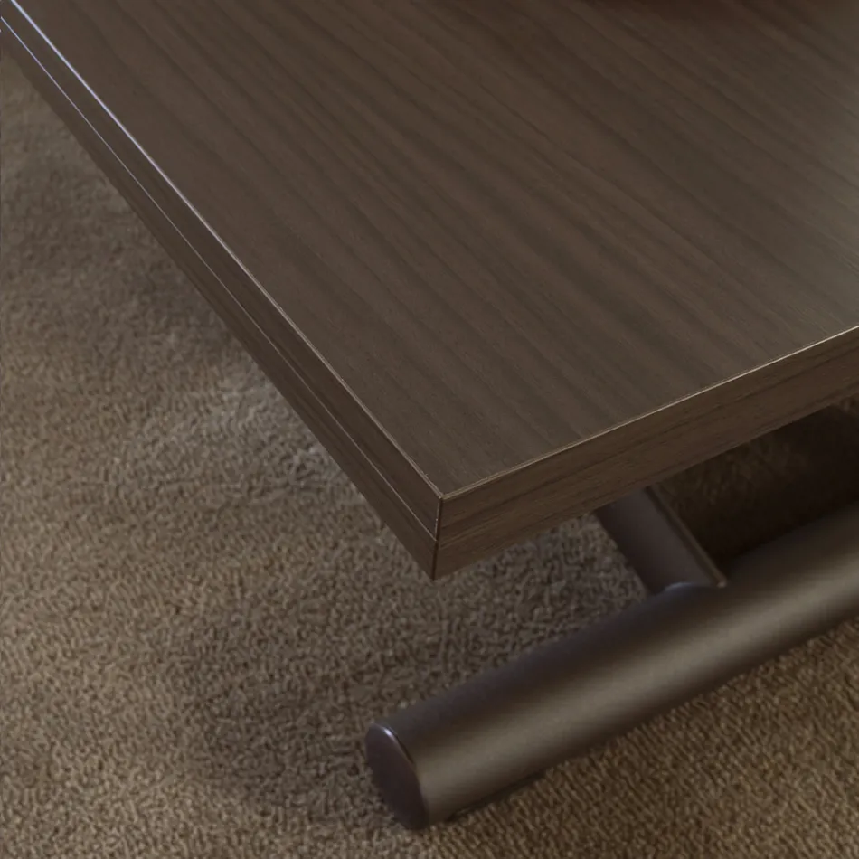 Tavolino Salotto Trasformabile in Metallo e Legno Made in Italy - Veneris Viadurini