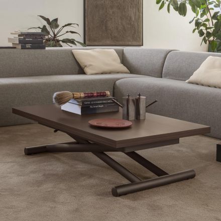 Tavolino Salotto Trasformabile in Metallo e Legno Made in Italy - Veneris Viadurini