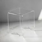 Tavolino Sgabello Cristallo Acrilico Trasparente Minimale Italiano - Plarco Viadurini