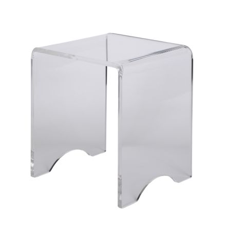 Tavolino Sgabello Cristallo Acrilico Trasparente Minimale Italiano - Plarco Viadurini