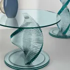 Tavolino Soggiorno in Vetro Trasparente a Spirale e Base Rotante - Spirulo Viadurini
