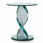 Tavolino Soggiorno in Vetro Trasparente a Spirale e Base Rotante - Spirulo Viadurini