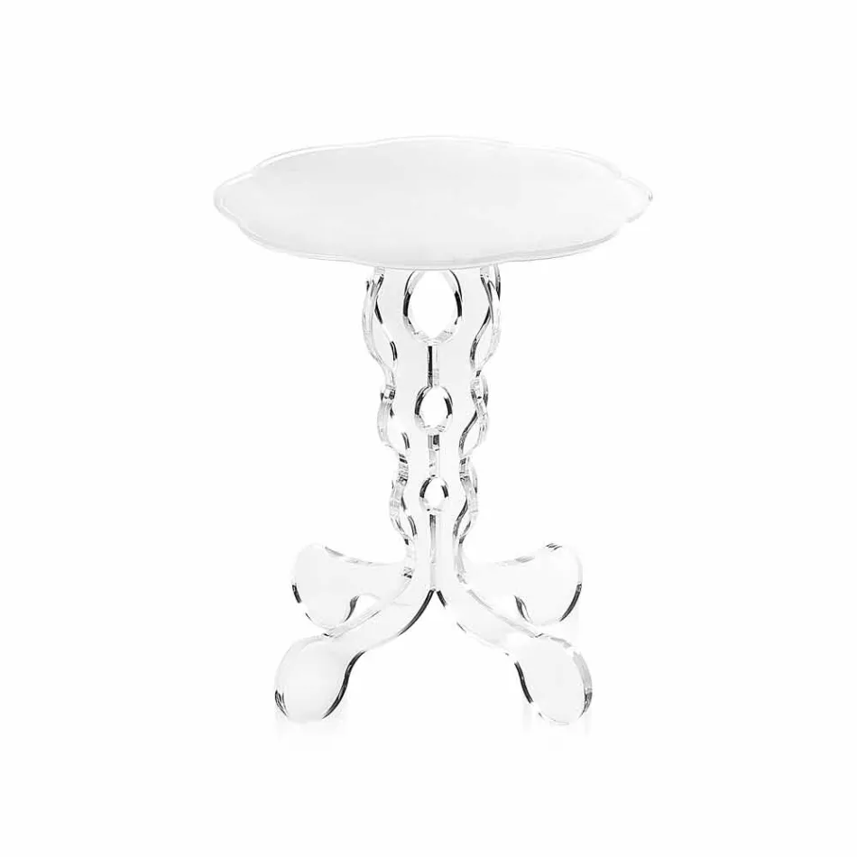 Tavolino tondo bianco diametro 36cm design moderno Janis,made in Italy Viadurini