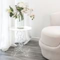 Tavolino tondo bianco diametro 36cm design moderno Janis,made in Italy