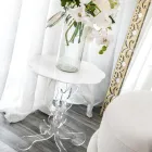 Tavolino tondo bianco diametro 36cm design moderno Janis,made in Italy Viadurini