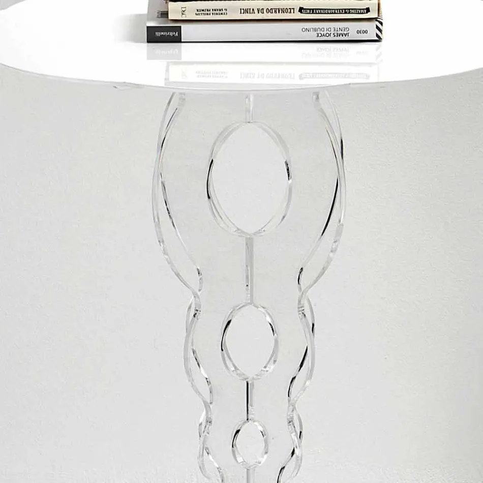 Tavolino tondo bianco diametro 50cm design moderno Janis,made in Italy Viadurini