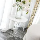 Tavolino tondo bianco diametro 50cm design moderno Janis,made in Italy Viadurini