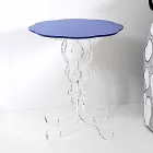 Tavolino tondo blu diametro 36 cm design moderno Janis, made in Italy Viadurini
