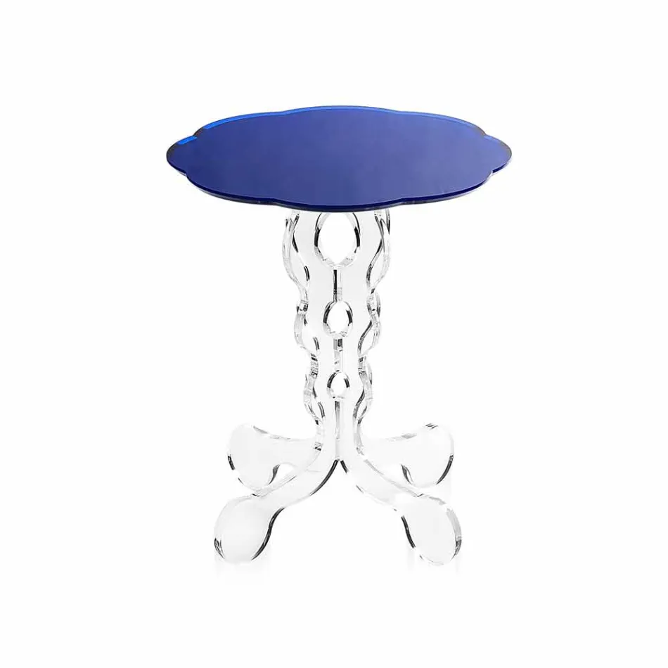 Tavolino tondo blu diametro 36 cm design moderno Janis, made in Italy Viadurini